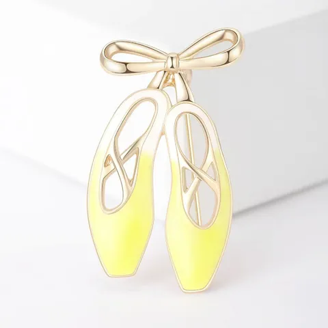 French Elegant Enamel Ballet Shoes Brooch With Bowknot Fashion Alloy Brooches For Women Girl Wedding Banquet Daily Accessories