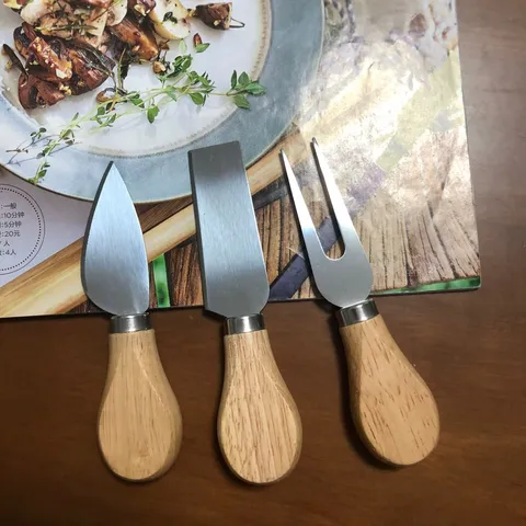 Stainless Steel Cheese Knife Set Wood Handle Butter Spatula Pizza Shovel Cheese Cutter Kitchen Tableware Tool