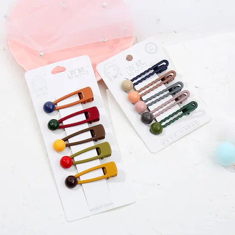 Women Girls Candy Color Enamel Hair Clips Set Cute Cartoon Oval Wave Snap Clips Minimalist Metal Hair Pins Hair Accessories