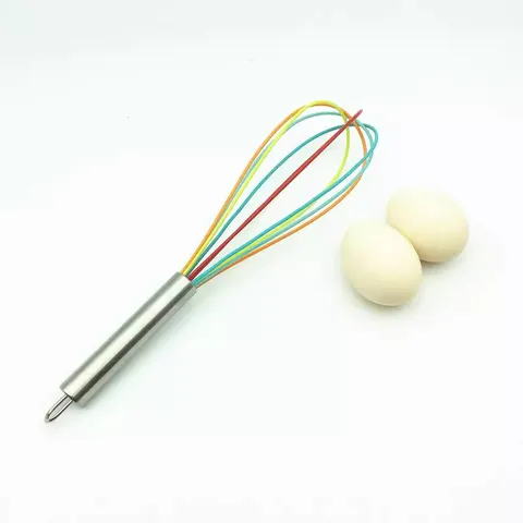 Manueller Schneebesen Edelstahl Griff Bunt Silikon Beschichtet Draht Schneebesen Backwerkzeug Für Küchen Kochen