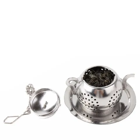 Infuseur à Thé en Forme de Théière en Acier Inoxydable Avec Égouttoir Et Chaîne Suspendue Passoire à Thé