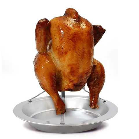 Grille Poulet Rôti en Acier Inoxydable Poêle à Barbecue Verticale Portable Camping en Plein Air Support à Poulet