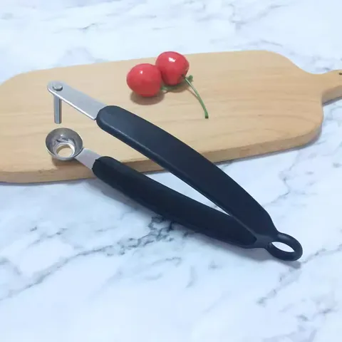 Outil Dénoyauteur de Cerises en Acier Inoxydable Extracteur de Noyaux Portable Poignée Confortable Gadget de Cuisine