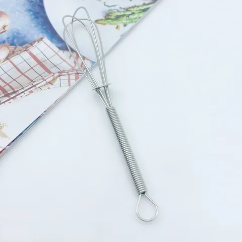 Edelstahl Mini Federgriff Manueller Schneebesen Kleiner Sahneaufschäumer Handgehaltenes Backwerkzeug Küchenhelfer