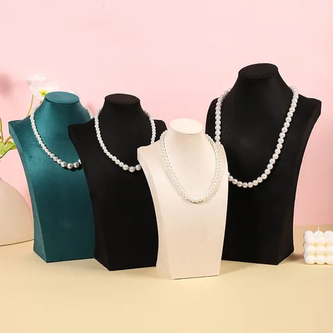 Soporte Exhibidor De Collares Busto Modelo De Retrato Porta Joyas Terciopelo Lino Escaparate De Joyería Accesorios Fotografía