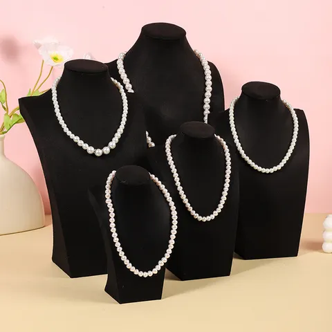 Soporte Exhibidor De Collares Busto Modelo De Retrato Porta Joyas Terciopelo Lino Escaparate De Joyería Accesorios Fotografía