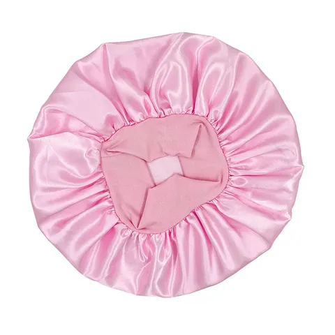 Satin Schlafhaube Für Damen Breites Band Elastische Nacht Haarpflege Haube Seidige Chemo Kappe Einfarbig Weiche Kopfbedeckung