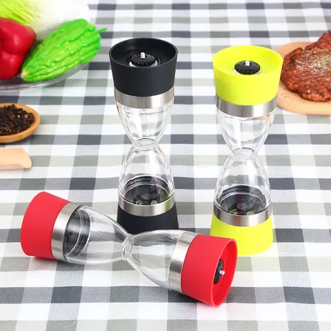 Moulin à Sel et Poivre Manuel Grosseur Réglable Plastique ABS Transparent Moulin à Épices Avec Noyau en Céramique Outil de Cuisine
