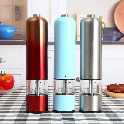Electric Pepper Grinder Stainless Steel Salt And Spice Mill Adjustable Coarseness Battery Powered Kitchen Tool
