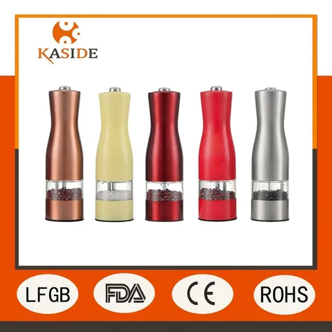 Stainless Steel Electric Pepper Grinder Multifunctional Battery Operated Spice Mill With Transparent Visible Chamber