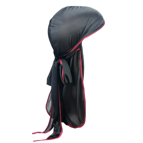 Seidenartiger Durag Satin Piratenhut Langer Schwanz Elastische Wave Cap Für Herren Damen Haarpflege Kopfbedeckung