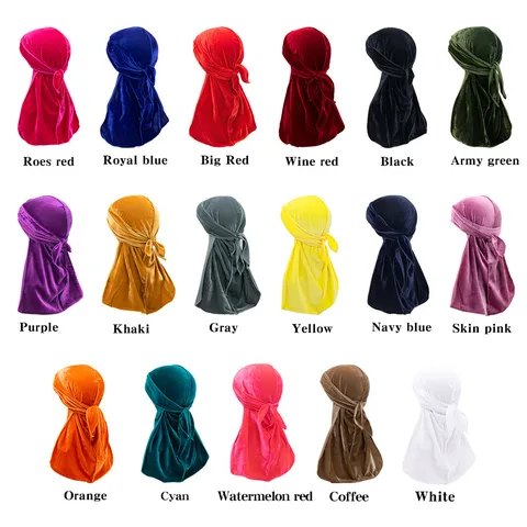 Samt Langer Schwanz Durag Piratenhut Unisex Hip Hop Haarpflege Kopftuch Weiche Einfarbige Kopfbedeckung Für Männer Frauen