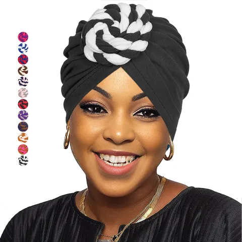 Bohemian Turban Hat For Women Stretch Knit Chemo Cap Floral 3D Flower Head Wrap Versatile Fashion Headwear