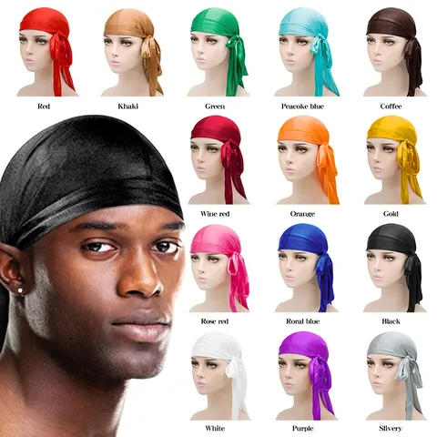 Seidenweiche Durag Satin Mütze Langer Schwanz Piratenhut Für Herren Damen Atmungsaktive Elastische Haarkappe Mode Accessoires