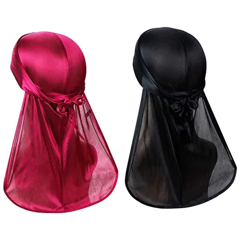 Seidenweiche Durag Satin Mütze Langer Schwanz Piratenhut Für Herren Damen Atmungsaktive Elastische Haarkappe Mode Accessoires