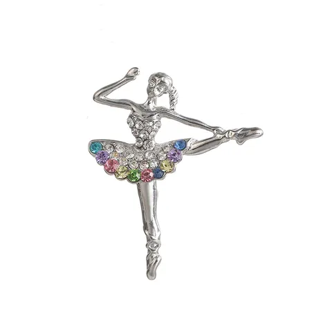 Elegant Alloy Rhinestone Ballet Girl Brooch Pins With Artificial Pearl Cute Dancing Ballerina Brooches Fashion Women Clothes Lapel Pins Jewelry