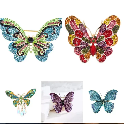 Broche de Mariposa de Aleación Vintage Pines Brillantes Strass Esmalte Insecto Corsage Para Traje Chaqueta Abrigo Decoración Joyería Accesorios Para Hombres Mujeres Regalo