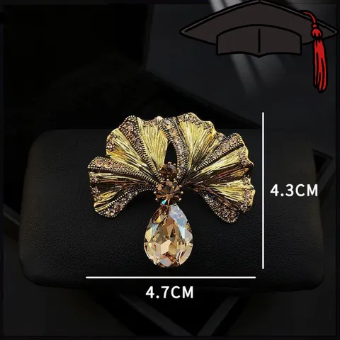 Vintage Alloy Rhinestone Flower Brooch Hollow Geometric Plant Corsage With Artificial Pearl Crystal Drop For Women Banquet Jewelry Accessory