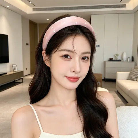 Serre-tête en Satin à Imprimé Floral Style Coréen Haut de Crâne Vintage Large Bandeau Cheveux Femme Accessoires Mode