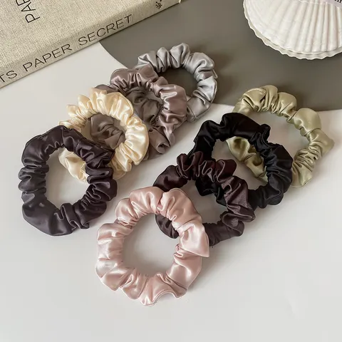 Chouchous en Tissu Satiné de Style Coréen pour Femmes Élastiques à Cheveux Sans Trace Haute Élasticité Accessoire de Coiffure