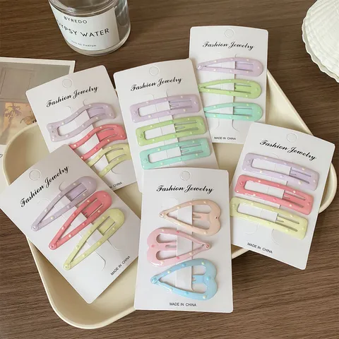 Koreanisch Macaron Emaille Haarklammern Für Mädchen Karikatur Stern Herz Hohl BB Snap Haarnadeln Kinder Haarschmuck