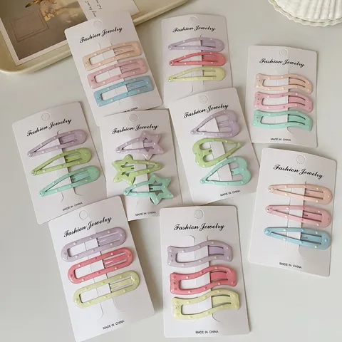 Koreanisch Macaron Emaille Haarklammern Für Mädchen Karikatur Stern Herz Hohl BB Snap Haarnadeln Kinder Haarschmuck
