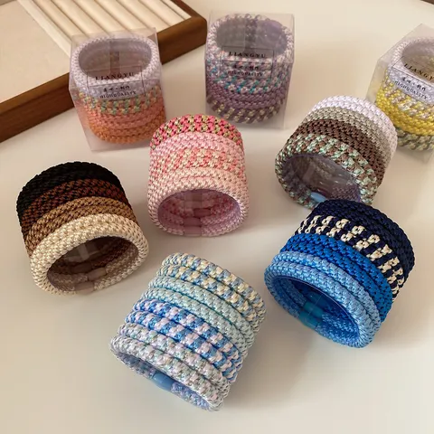 Korean Style Braided Hair Ties For Women High Elasticity Ponytail Holders Handmade Mixed Colors Fabric Hair Bands Accessories