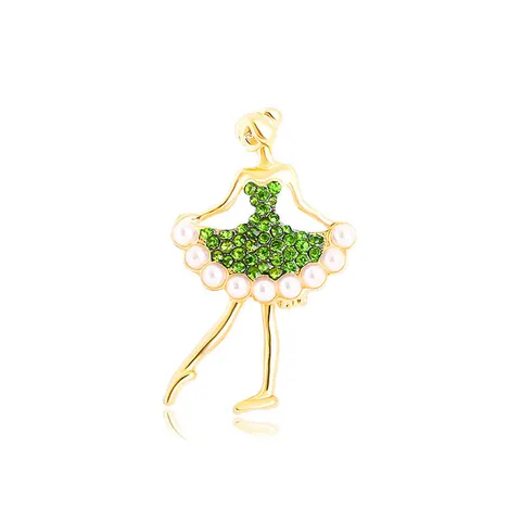 Elegant Alloy Rhinestone Artificial Pearl Ballet Dancer Girl Brooch Pin For Women Coat Suit Dress Jewelry Gift