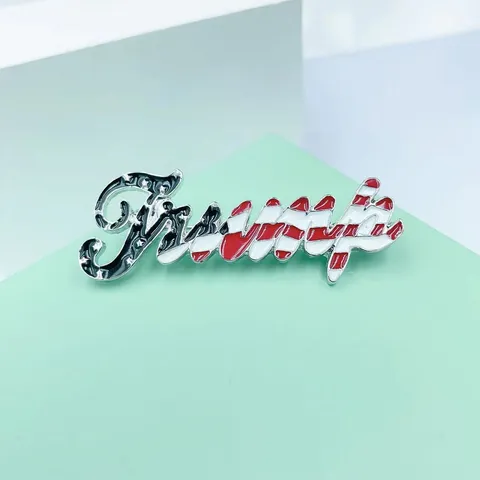 Alloy Enamel Letter Brooch Pin Fashion Flag Element Badge Clothing Accessories Decoration Memorial Jewelry Gift For Unisex