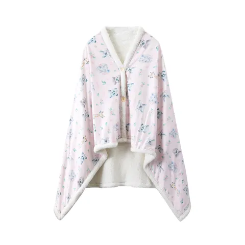 Coppia Pile Coperta Indossabile Vestaglia Carino Animale Cartone Animato Stampato Ispessito Caldo Con Cappuccio Pigiama Lungo Morbido