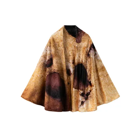 Unisex Cookie Print Wearable Blanket Hooded Sleeprobe Soft Warm Fleece Long Loungewear Couple Casual Bathrobe Home