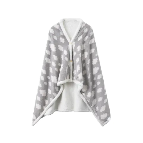 Coppia Coperta Indossabile Vestaglia Pile con Cappuccio Caldo Morbido Motivo Nuvola Pigiama in Pile Casual Casa Accappatoio