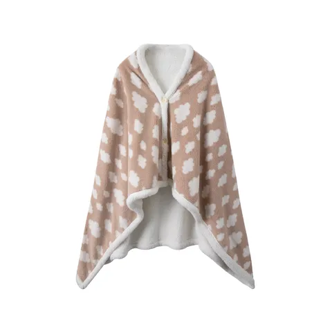 Coppia Coperta Indossabile Vestaglia Pile con Cappuccio Caldo Morbido Motivo Nuvola Pigiama in Pile Casual Casa Accappatoio