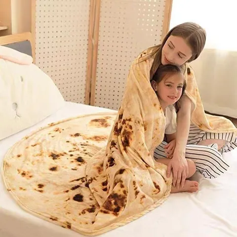 Creative Round Food Print Flannel Blanket Soft Comfortable Warm Throw Blanket For Office Nap Home Bed Decor