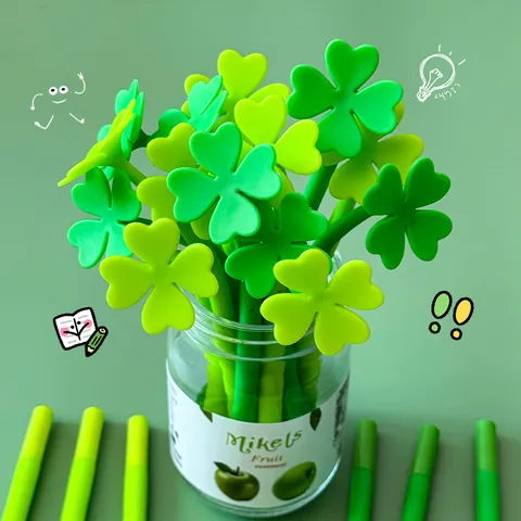 Clover Silicone Gel Pen Black Ink Cute Floral Shape Writing Pen Student Office Stationery Writing Supply