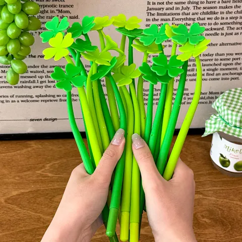 Clover Silicone Gel Pen Black Ink Cute Floral Shape Writing Pen Student Office Stationery Writing Supply