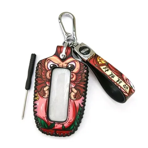 Porte-clés de Voiture en Cuir PU Zodiaque Chinois Cousu à la Main Pendentif Style de Tendance Nationale Singe Tigre Bœuf Cheval Bijoux de Sac