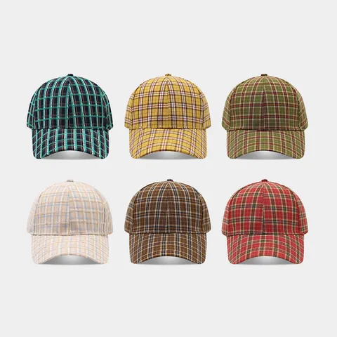 Retro Colorblock Plaid Baseball Cap Unisex Sun Protection Adjustable Casual Outdoor Hat Fashion Daily Wear