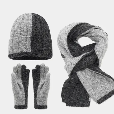 Fthinoporo Himonas Colorblock Cable Knit Acrylic Skoufi Kaskol Ke Gantia Touchscreen Set Trion Temachion Zesta Accessories Exoterikou Chorou