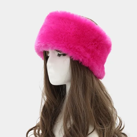 Cinta de Pelo de Felpa Gruesa y Cálida de Invierno para Mujer Color Sólido Suave Protección de Orejas Accesorios