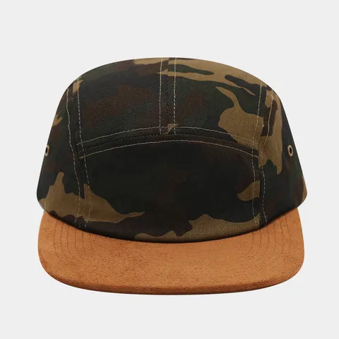 Casquette 5 Panneaux Bord Suédé Camouflage Workwear Américain Bord Plat Skate Hat Street Hip Hop Casquette de Baseball Homme Femme