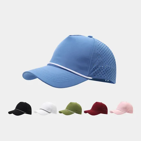 Summer Lightweight Mesh Breathable Baseball Cap Unisex Outdoor Running Cycling Sun Protection Hat With Rope Five-Panel Sport Cap