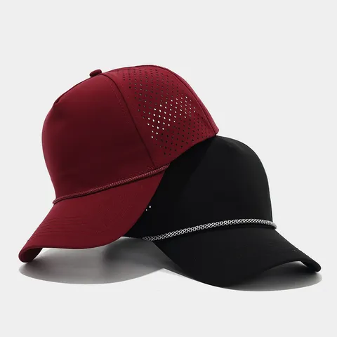 Summer Lightweight Mesh Breathable Baseball Cap Unisex Outdoor Running Cycling Sun Protection Hat With Rope Five-Panel Sport Cap