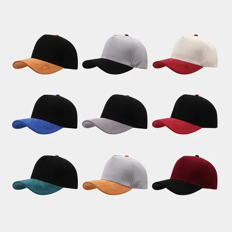 Men Women Suede Patchwork Baseball Cap Minimalist Color Blocking Outdoor Casual Adjustable Trucker Hat