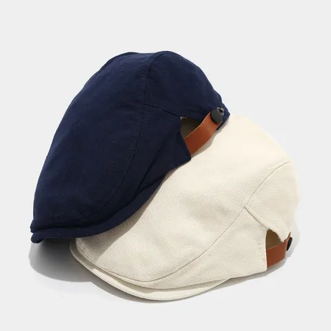 Unisex Vintage Cotton Newsboy Cap Retro Flat Ivy Hat Adjustable Visor Beret For Men Women