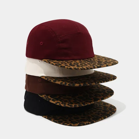 Unisex Hip Hop Flat Brim Hat Leopard Print Colorblock Baseball Cap Adjustable Streetwear Outdoor Sun Hat
