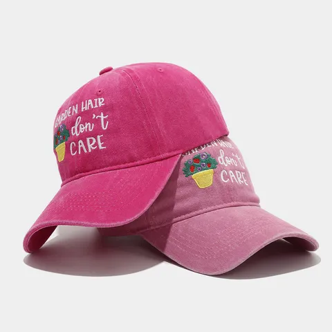 Washed Cotton Baseball Cap For Women Men Garden Hair Dont Care Letter Embroidery Distressed Dad Hat Outdoor Sun Hat