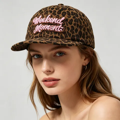 Women American Style Leopard Print Baseball Cap Letter Embroidery Hip Hop Streetwear Sunshade Cotton Adjustable Fashion Hat