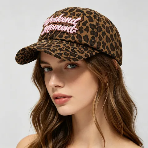 Women American Style Leopard Print Baseball Cap Letter Embroidery Hip Hop Streetwear Sunshade Cotton Adjustable Fashion Hat