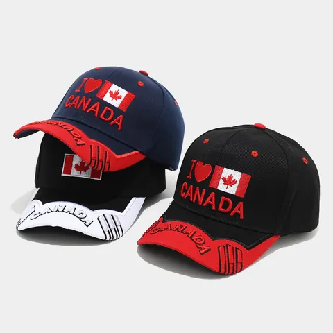 Unisex Polyester 3D Embroidered Baseball Cap Canada Flag Maple Leaf Letters Outdoor Casual Fashion Sunshade Sun Protection Duckbill Hat